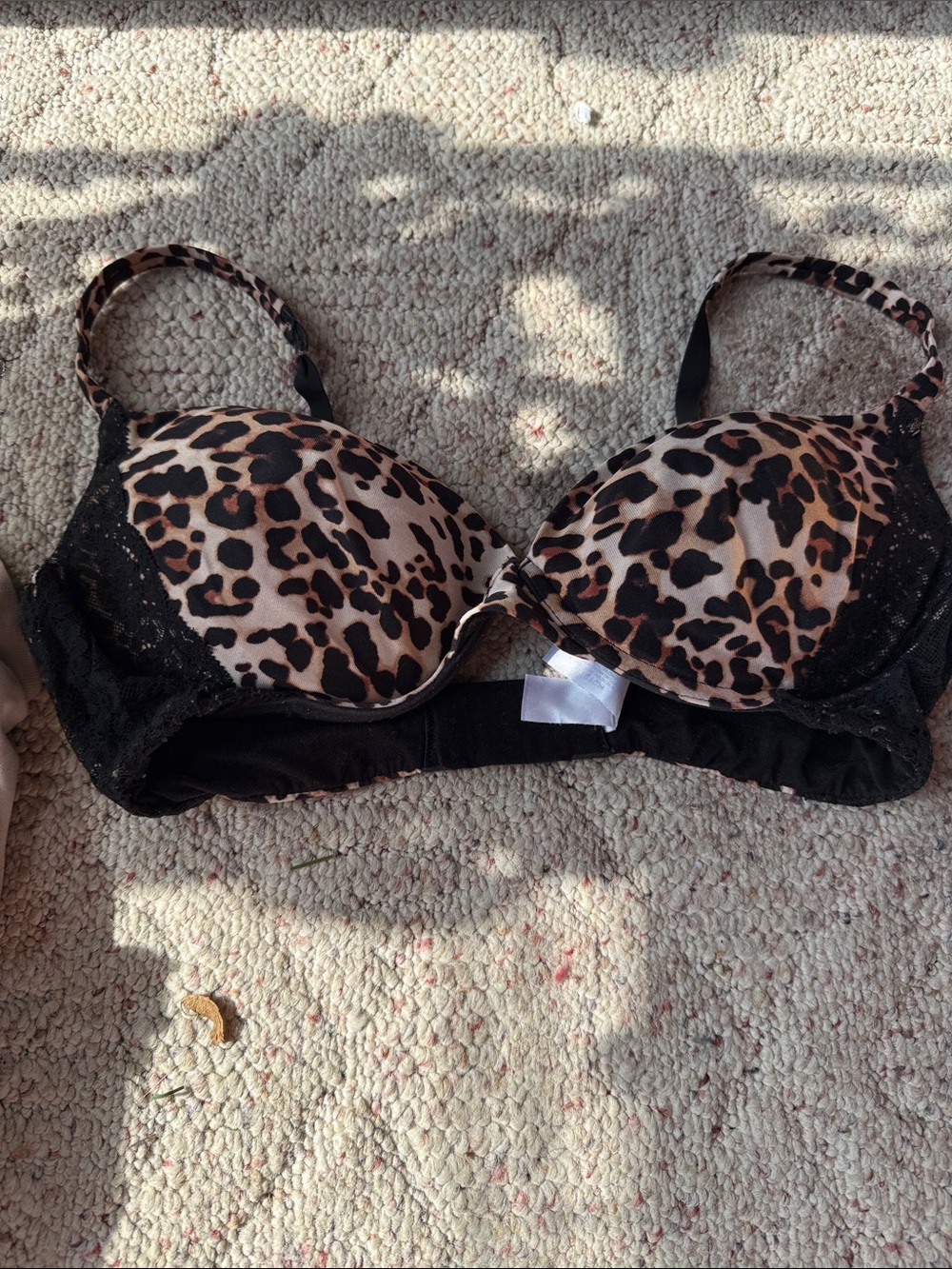 Leopard Print Push-Up Bra in Black and Tan